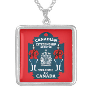 Canadian Citizenship Celebration Gift Silver Plated Necklace
