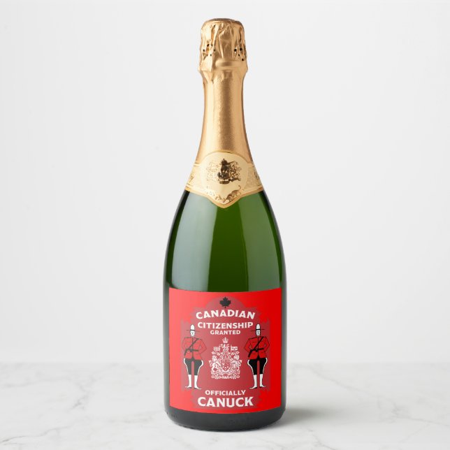 Canadian Citizenship Celebration Gift Sparkling Wine Label (Front)