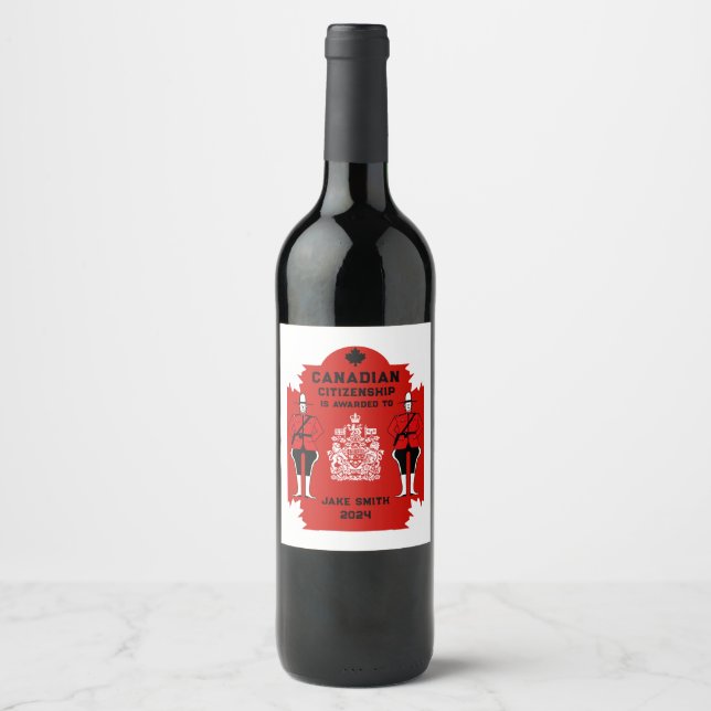Canadian Citizenship Celebration Gift Wine Label (Front)