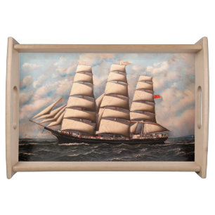Canadian Clipper Ship Vintage Painting Serving Tray