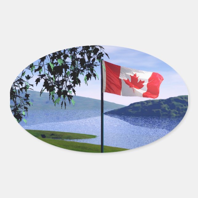Canadian Colours Oval Sticker (Front)