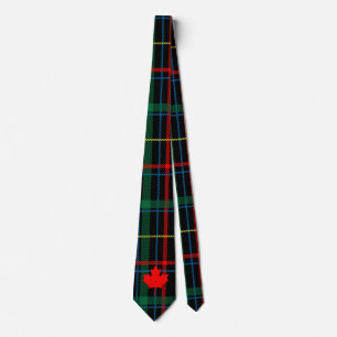 Canadian Cottage Plaid Maple Leaf Neck Tie