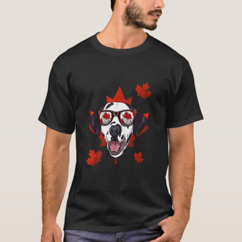Canadian Dalmatian Maple Tree Leaf Canada Flag Pet T_Shirt