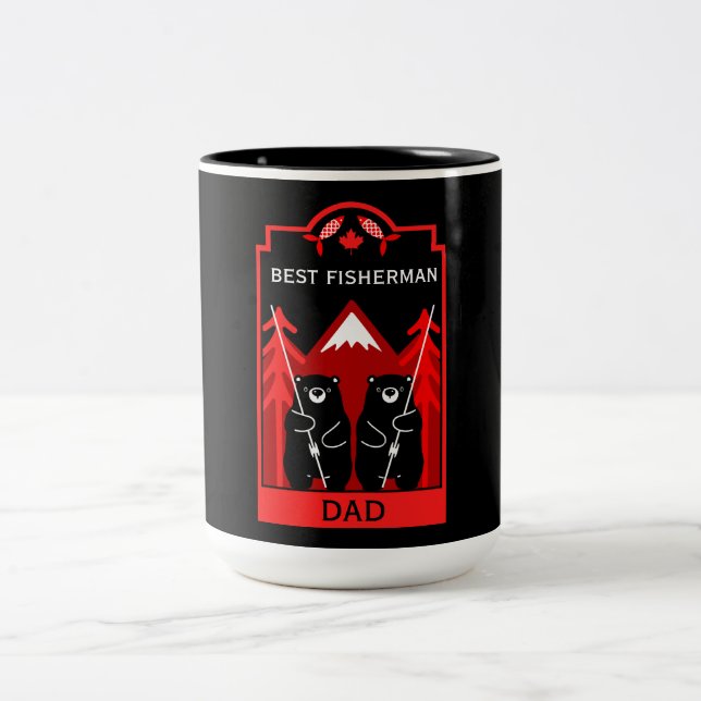 Canadian Editable Fishing Two-Tone Coffee Mug (Center)