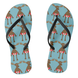 Canadian,Eh? Moose Flip Flops