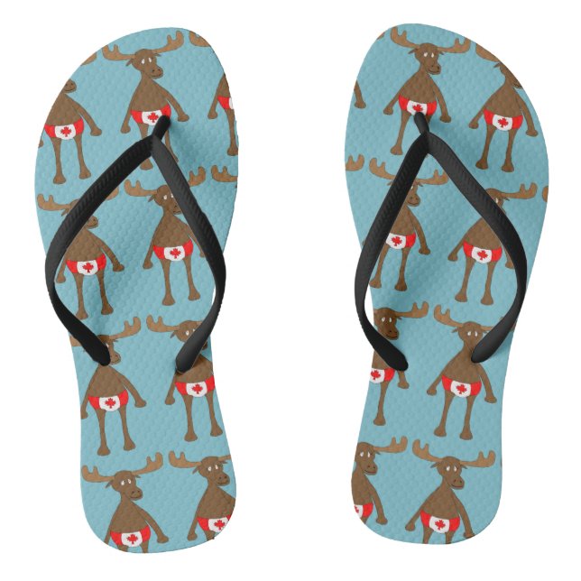 Canadian,Eh? Moose Flip Flops (Footbed)
