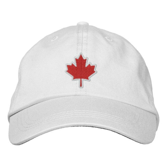 Canadian Embroidery Embroidered Maple Leaf Baseball Hat (Front)