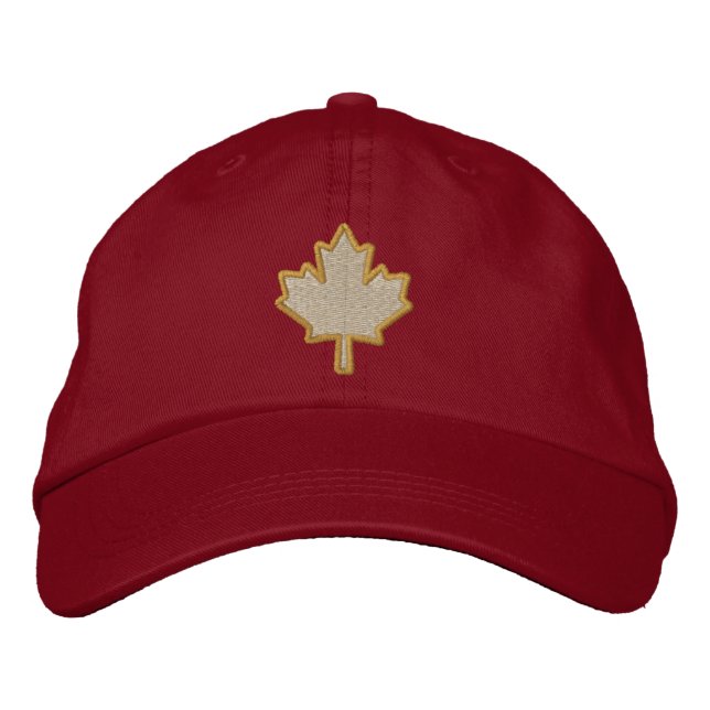Canadian Embroidery Embroidered Maple Leaf Embroidered Baseball Cap (Front)