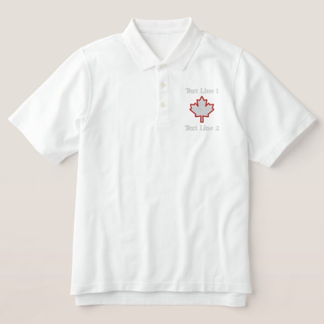 Canadian Embroidery Maple Leaf Personalize it! Embroidered Polo Shirt (Design Front)
