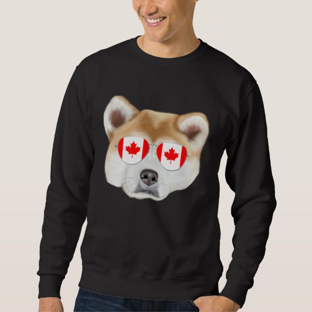 Canadian Flag Akita Dog Canada Pocket Sweatshirt (Front)