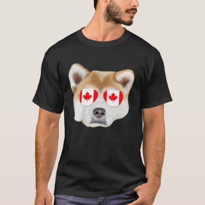 Canadian Flag Akita Dog Canada Pocket T-Shirt