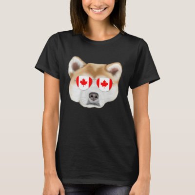 Canadian Flag Akita Dog Canada Pocket T-Shirt