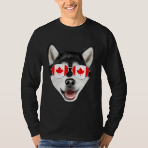 Canadian Flag Alaskan Malamute Dog Canada Pocket T-Shirt
