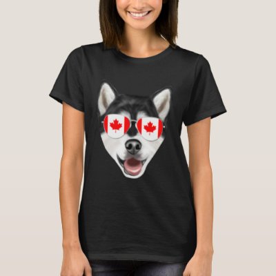 Canadian Flag Alaskan Malamute Dog Canada Pocket T-Shirt