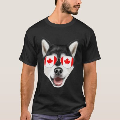 Canadian Flag Alaskan Malamute Dog Canada Pocket T-Shirt