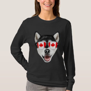 Canadian Flag Alaskan Malamute Dog Canada Pocket T-Shirt