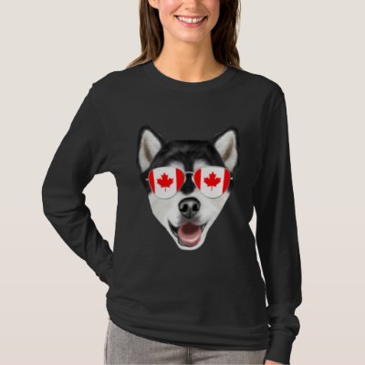 Canadian Flag Alaskan Malamute Dog Canada Pocket T-Shirt