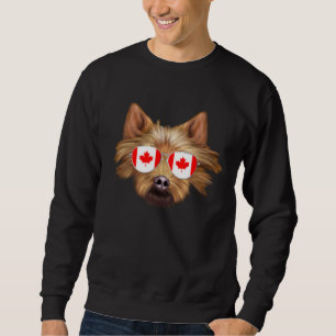 Canadian Flag Australian Terrier Dog Canada Pocket Sweatshirt