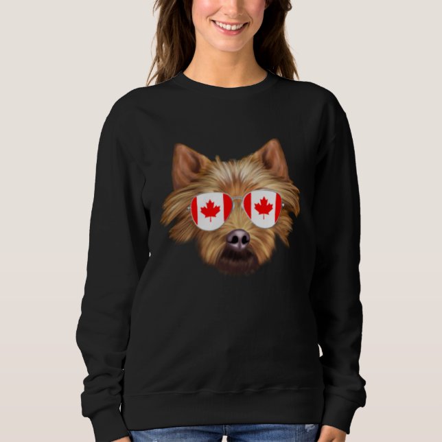 Canadian Flag Australian Terrier Dog Canada Pocket Sweatshirt (Front)