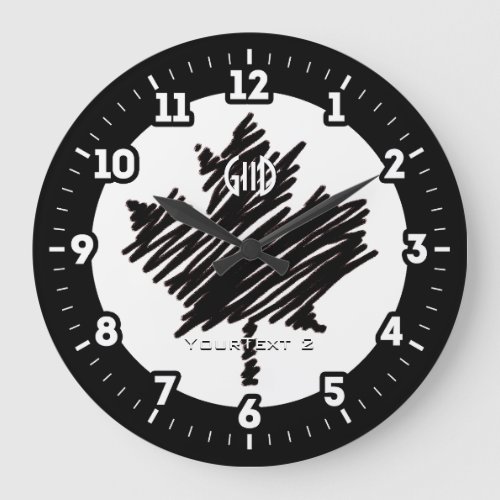 Canadian Flag Black Maple Leaf Personalize It on a Large Clock