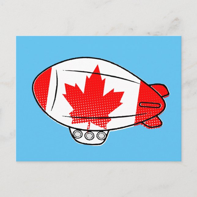 Canadian Flag Blimp Balloon In Blue Sky Custom Postcard (Front)
