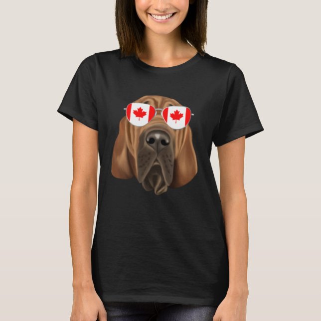 Canadian Flag Bloodhound Dog Canada Pocket T-Shirt (Front)