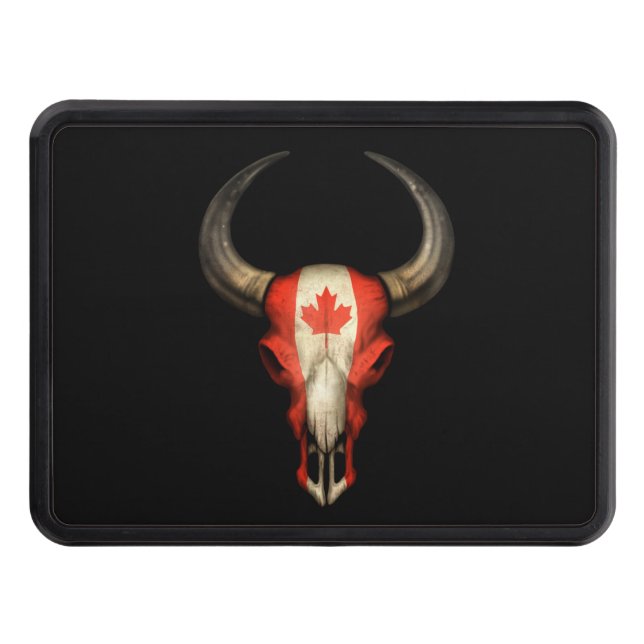 Canadian Flag Bull Skull Tow Hitch Cover (Front)