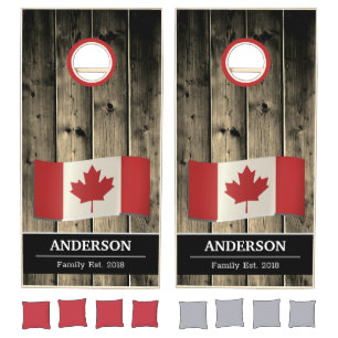 Canadian Flag & Canada Rustic Wood / Family fun Cornhole Set