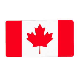 Canadian flag. CANADA. Shipping  Label