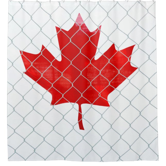 Canadian Flag. Chain Link Fence. Rustic. Cool. Shower Curtain (Front)
