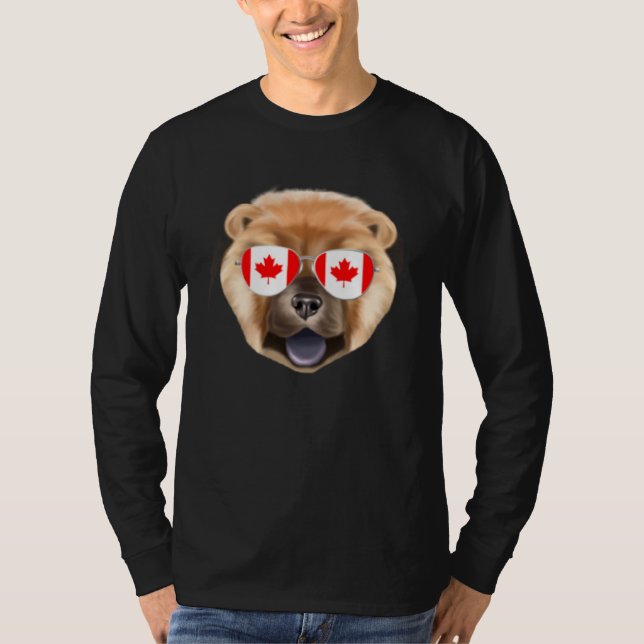 Canadian Flag Chow Chow Dog Canada Pocket T-Shirt (Front)