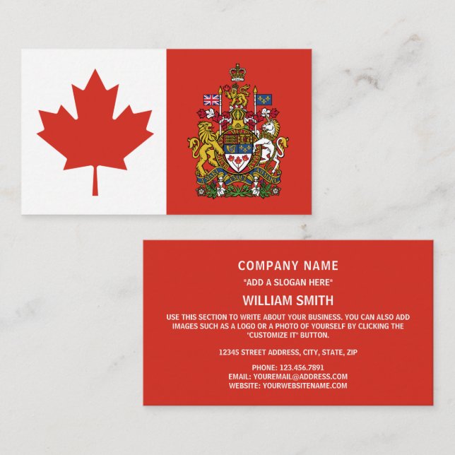 Canadian Flag & Coat of Arms, Flag of Canada Business Card (Front/Back)