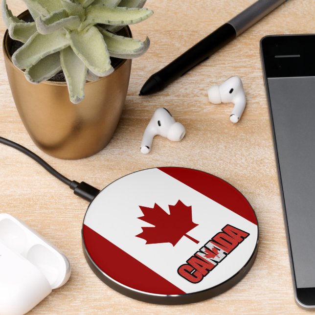 Canadian flag-coat of arms wireless charger  (Desk 2)