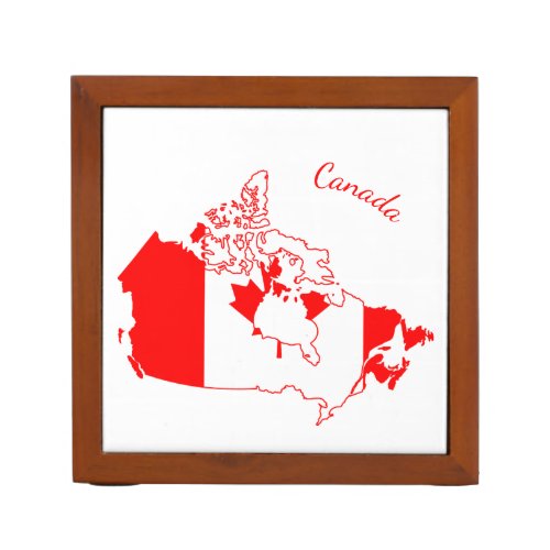 Canadian Flag Country Map Outline Art Gift Desk Organizer