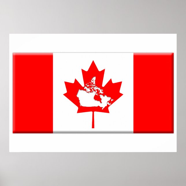 Canadian Flag & Country Shape Poster (Front)