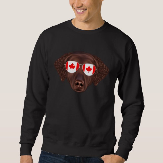 Canadian Flag Curly Coated Retriever Dog Canada Po Sweatshirt (Front)