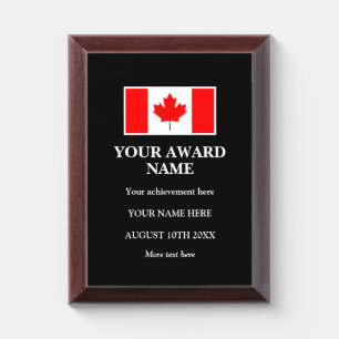 Canadian flag custom award plaque for achievement
