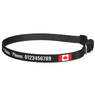 Canadian flag custom dog name pet collar