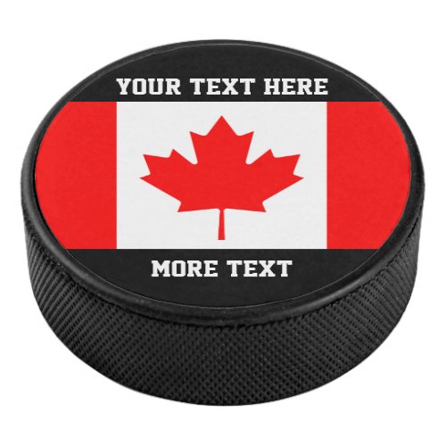 Canadian flag custom hockey puck sports gift idea