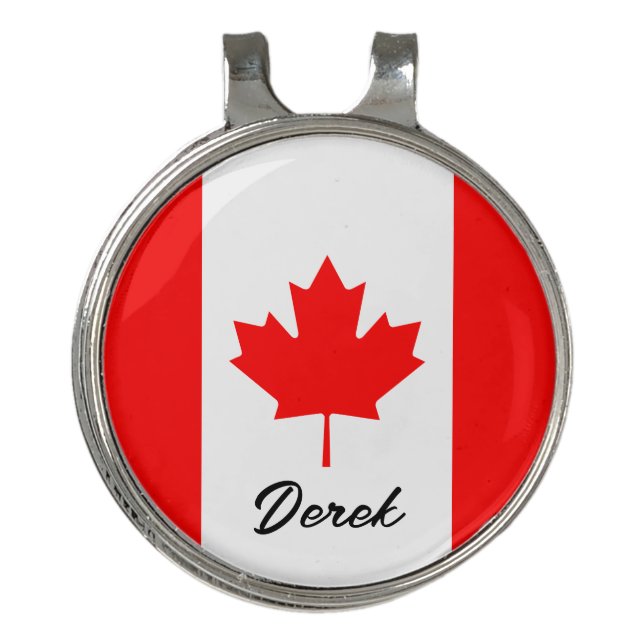 Canadian flag custom name marker golf hat clip (Front)
