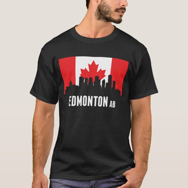 Canadian Flag Edmonton Skyline T-Shirt (Front)