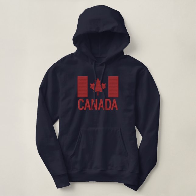 Canadian Flag Embroidery CANADA Embroidered Hoodie (Design Front)