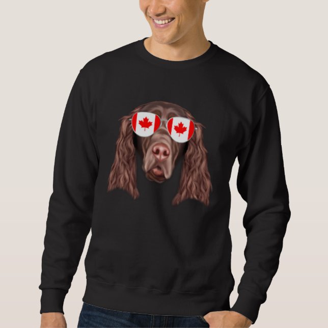 Canadian Flag Field Spaniel Dog Canada Pocket Sweatshirt (Front)