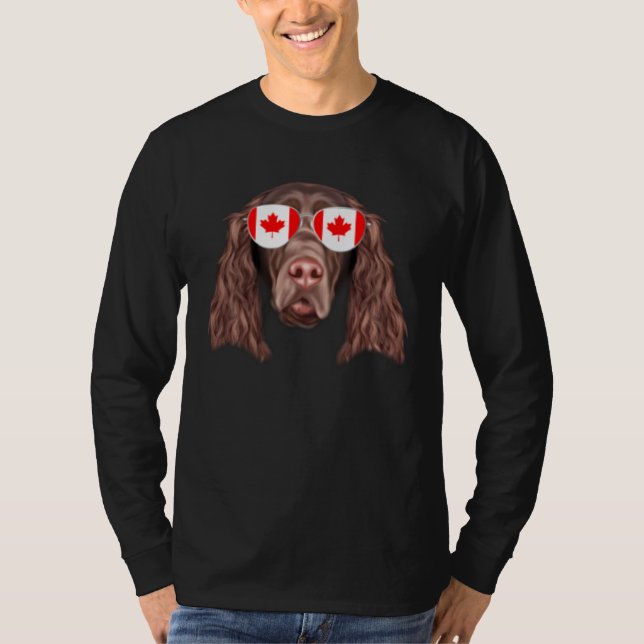 Canadian Flag Field Spaniel Dog Canada Pocket T-Shirt (Front)