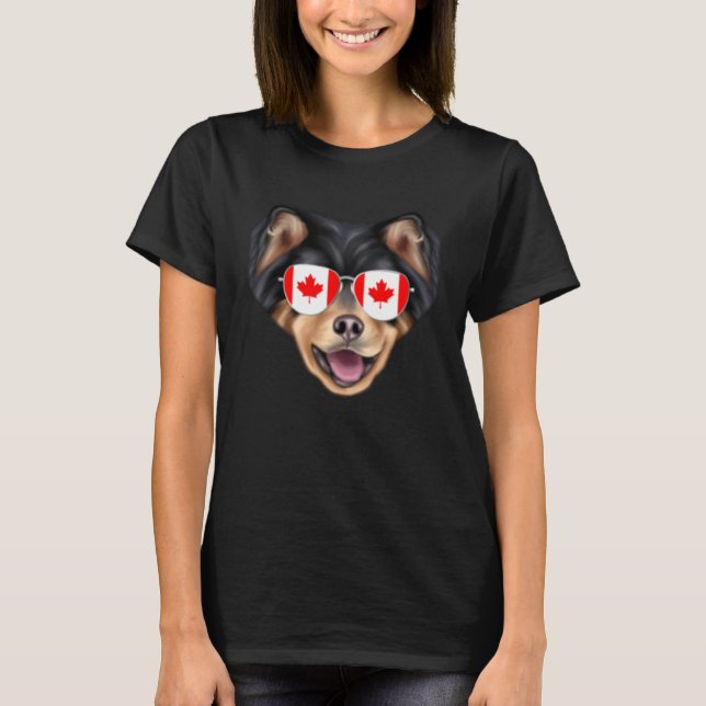 Canadian Flag Finnish Lapphund Dog Canada Pocket T-Shirt (Front)