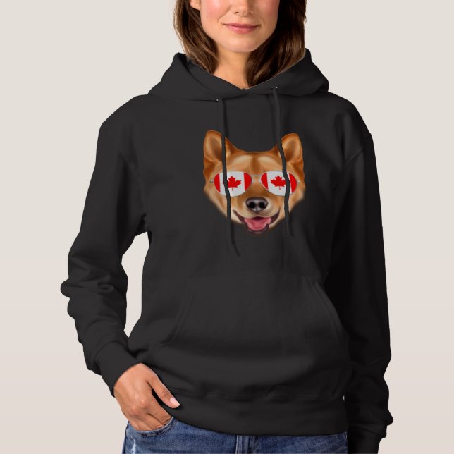 Canadian Flag Finnish Spitz Dog Canada Pocket Hoodie (Front)