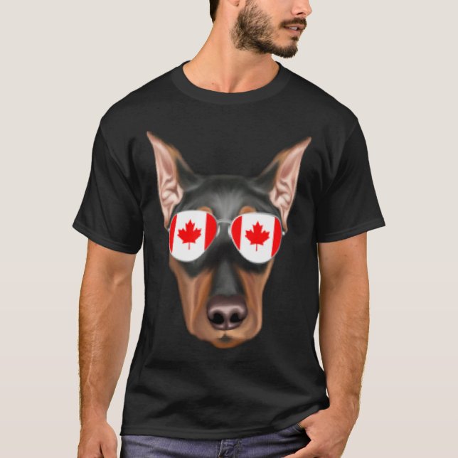 Canadian Flag German Pinscher Dog Canada Pocket T-Shirt (Front)
