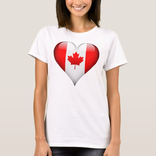 Canadian Flag Glass Heart T_Shirt