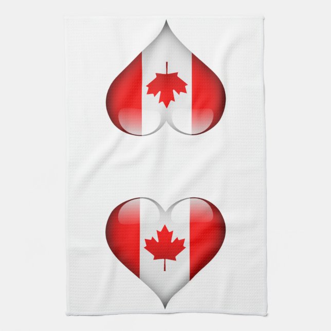 Canadian Flag Glass Heart Towel (Vertical)