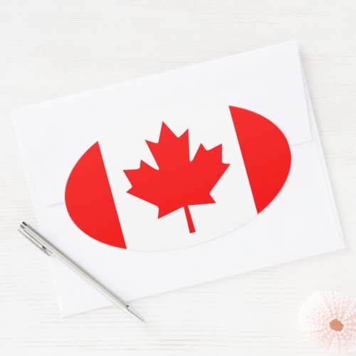 Canadian Flag Graphic Oval Sticker